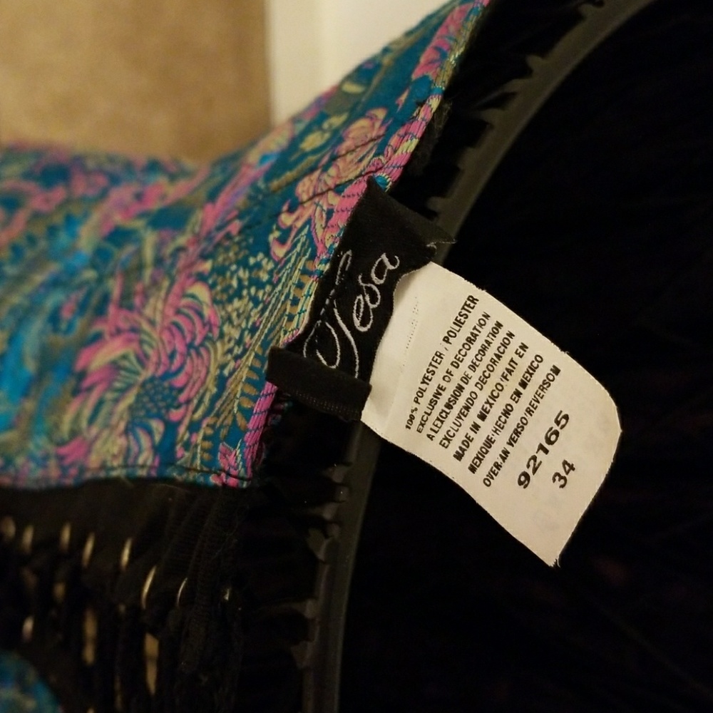Stunning vintage teal & pink satin jacquard corset from Tesa - Picture 4 of 5